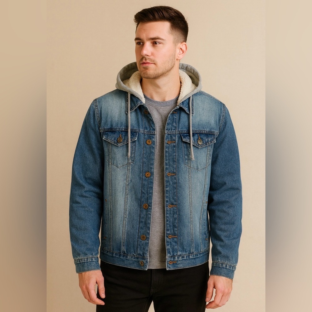 EUC! Brooklyn Cloth Denim Jacket with Hood, sz M